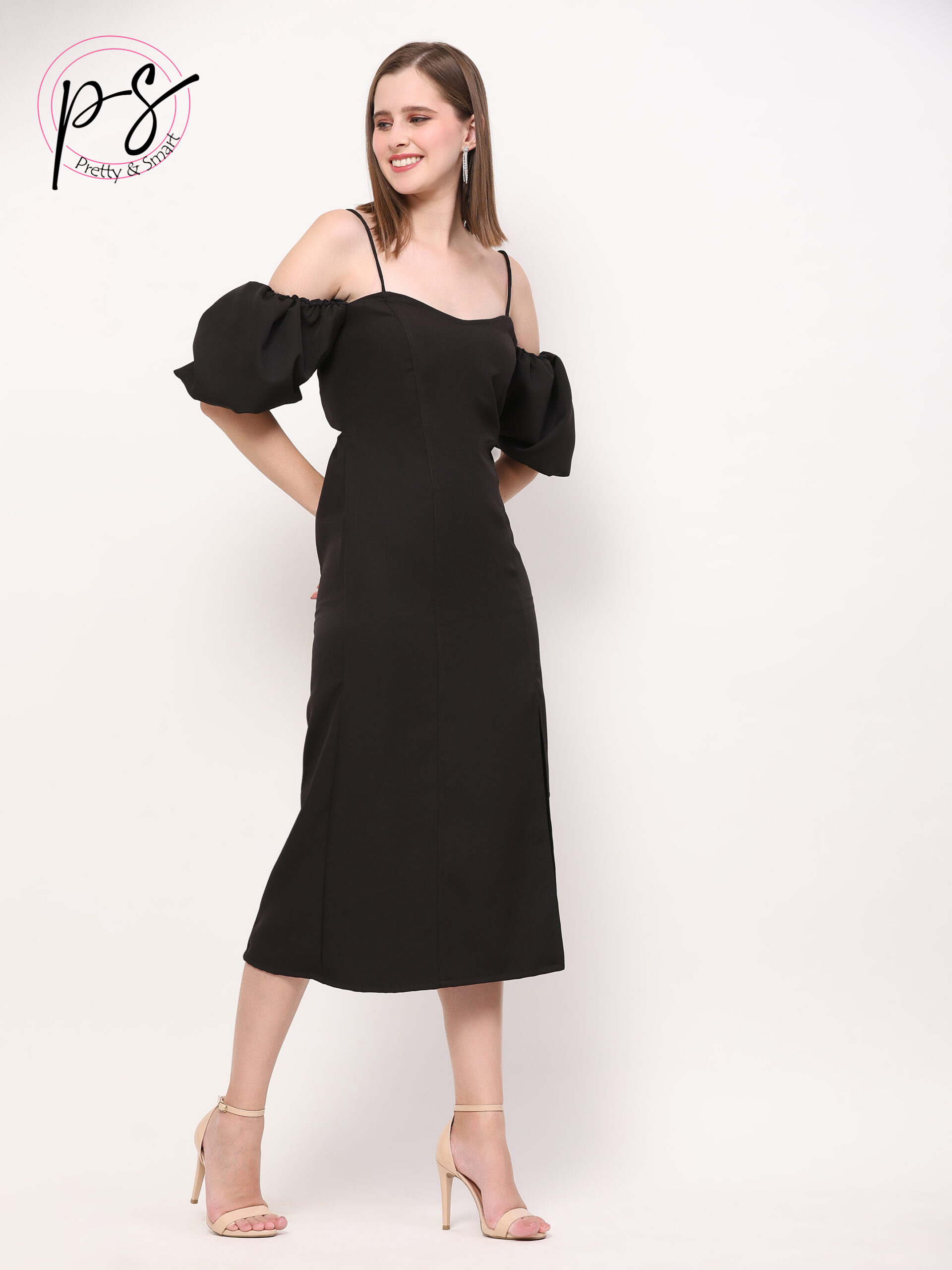 Black Banana Crepe Party Dress
