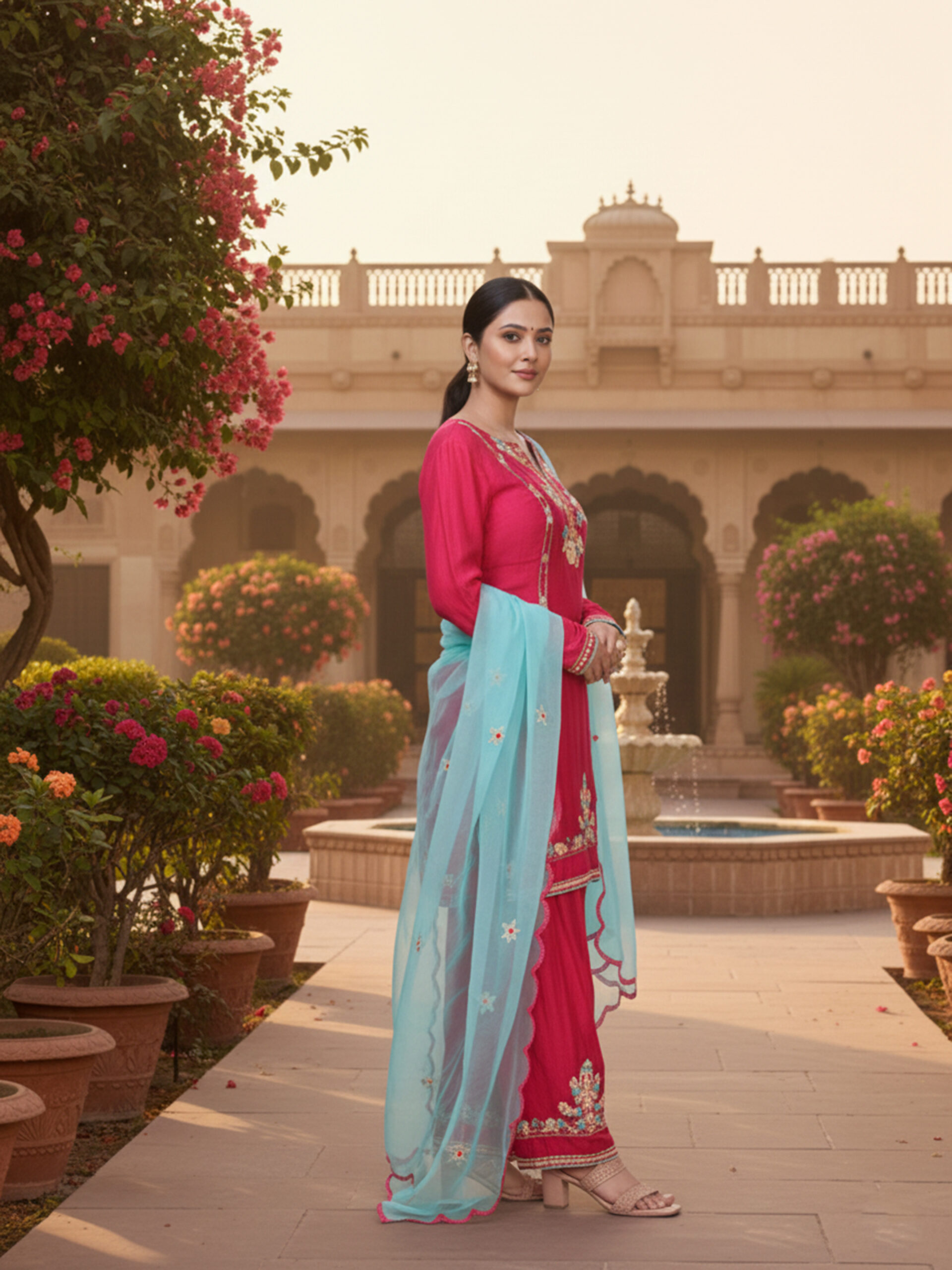 Gulzar Rosette Embroidered Kurta Set - Image 4