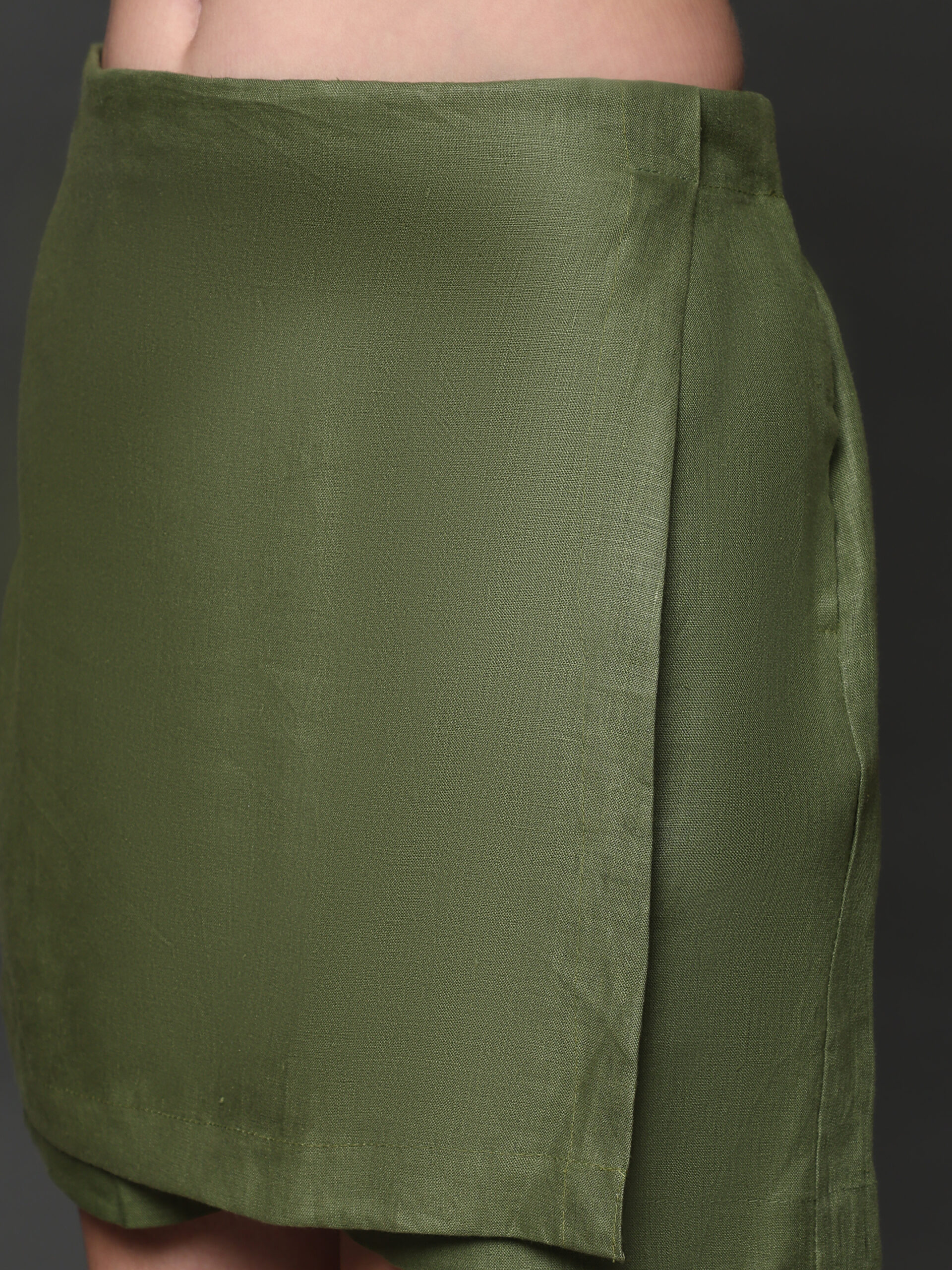 Olive Hemp Skirt and Crop Shirt Co-ord Set - Image 4