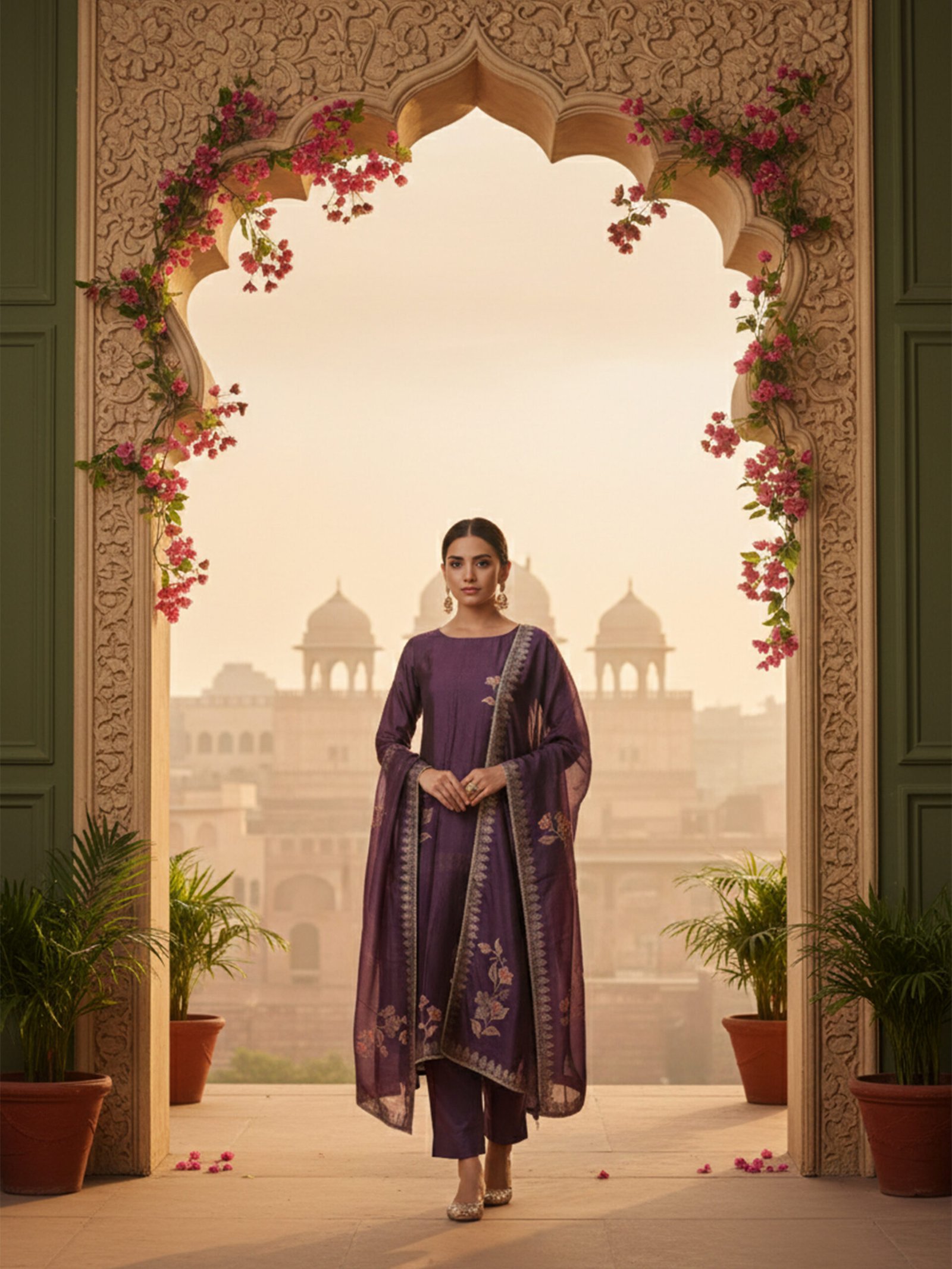 Royal Purple Silk Blend Unstitched Suit Set