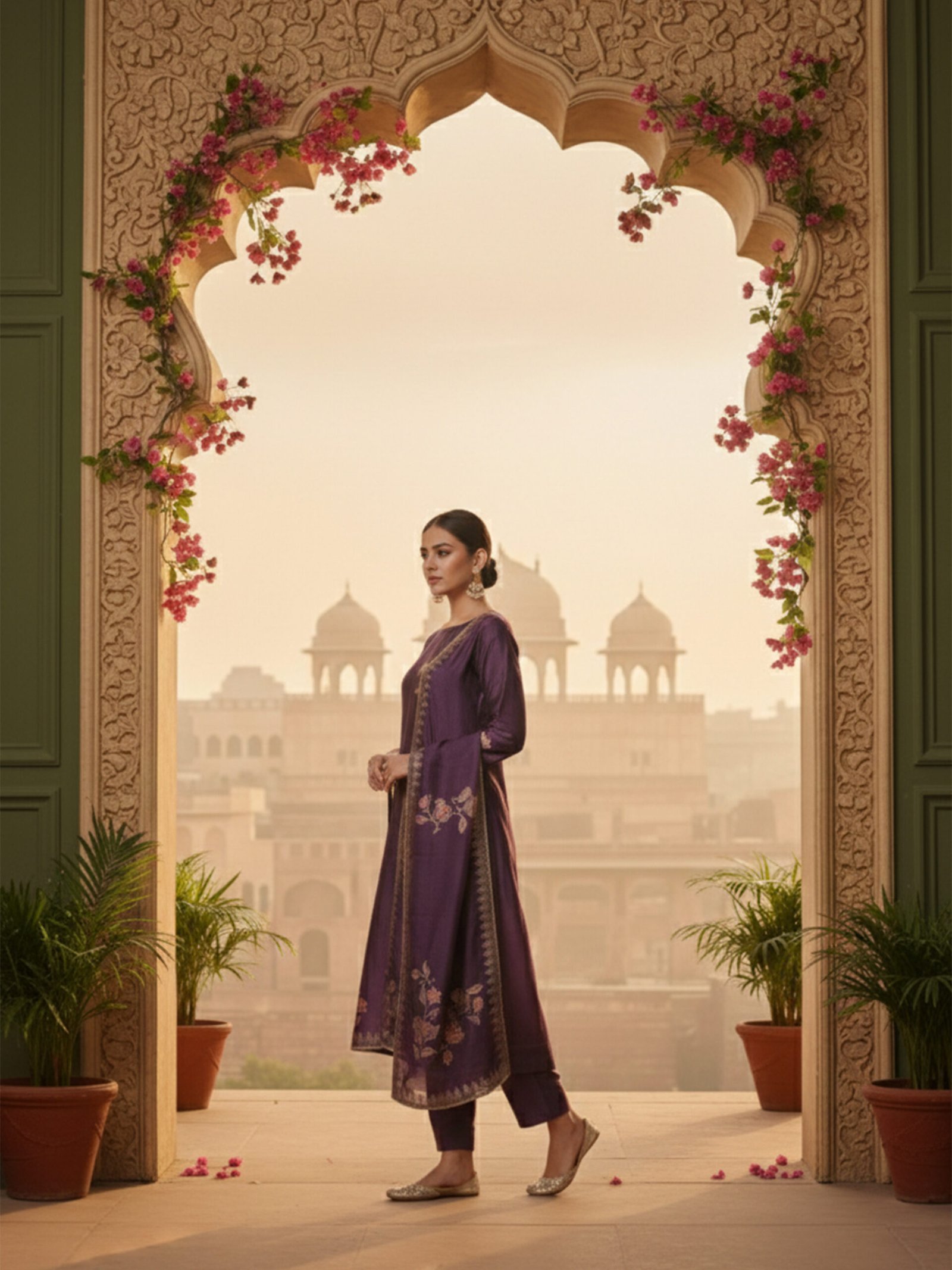 Royal Purple Silk Blend Unstitched Suit Set - Image 2