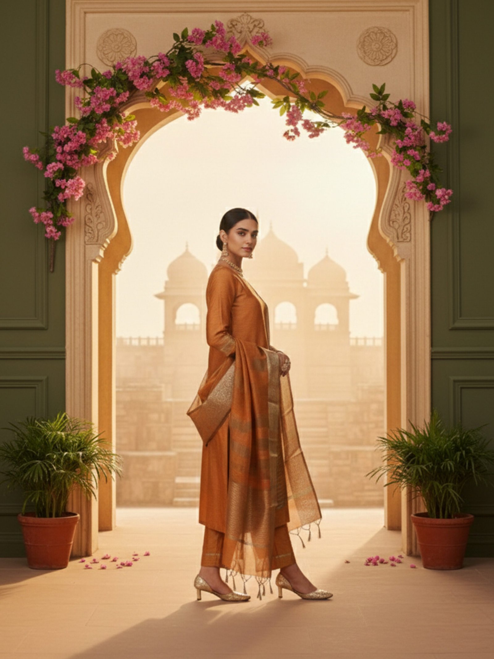 Copper Brown Silk Blend Unstitched Suit Set - Image 2