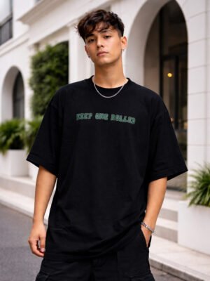 Men's Black Oversized 'Best Buds' Graphic T-Shirt
