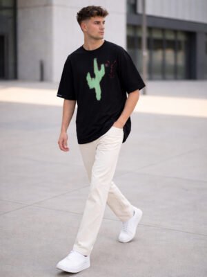 Men's Black 'Cactus Jack' Oversized Graphic T-Shirt