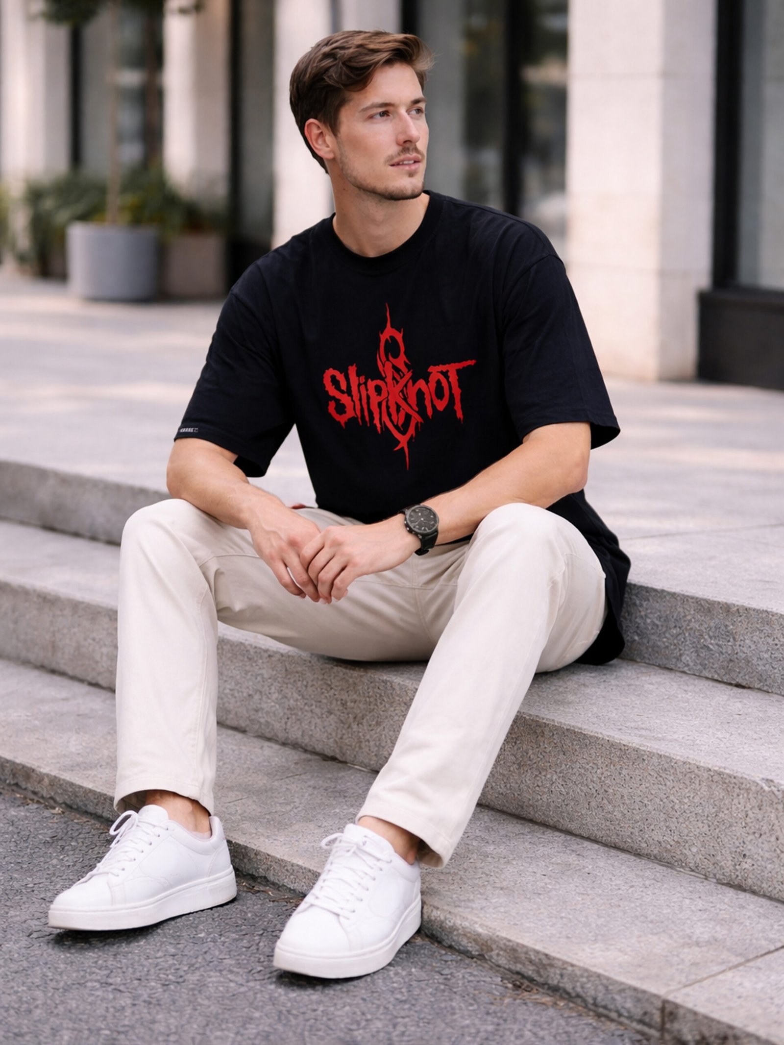 Men's Black Oversized Slipknot Ribcage Graphic T-Shirt - Image 2