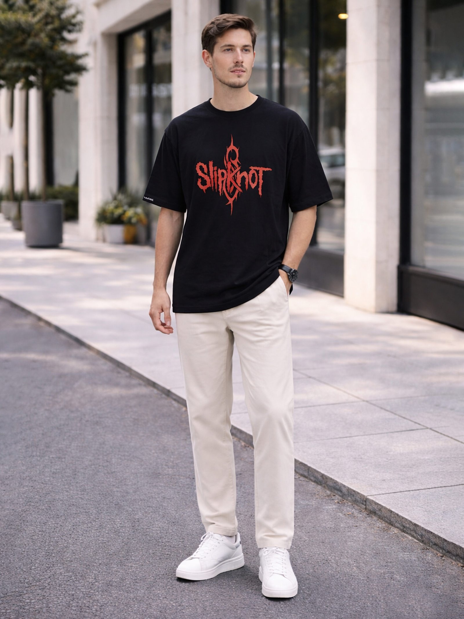 Men's Black Oversized Slipknot Ribcage Graphic T-Shirt - Image 4