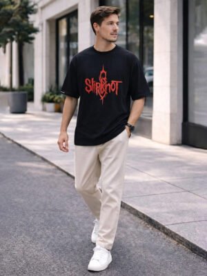 Men's Black Oversized Slipknot Ribcage Graphic T-Shirt