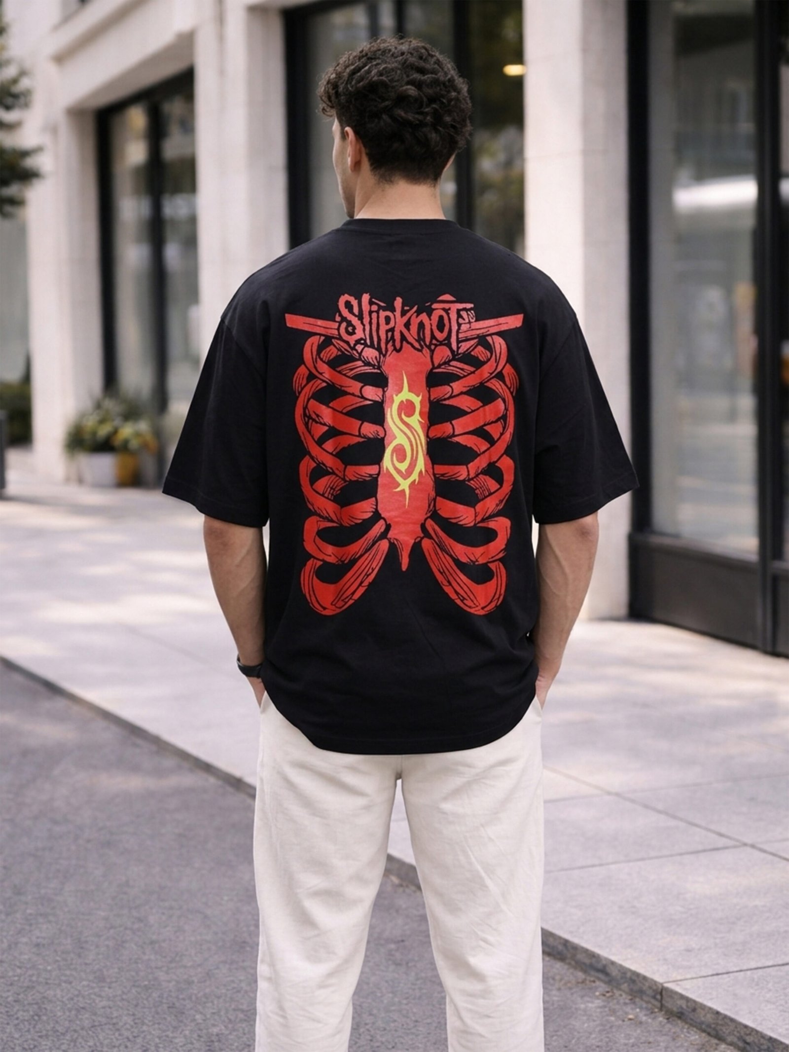 Men's Black Oversized Slipknot Ribcage Graphic T-Shirt - Image 3