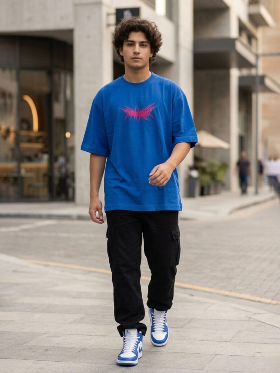 Men's Blue Oversized 'Rage Against The Machine' Graphic T-Shirt