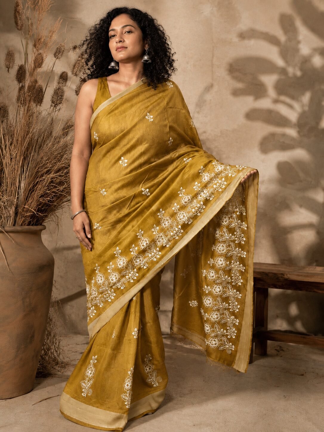Embroidered Mustard Saree
Colour: Mustard
Blouse: Yes