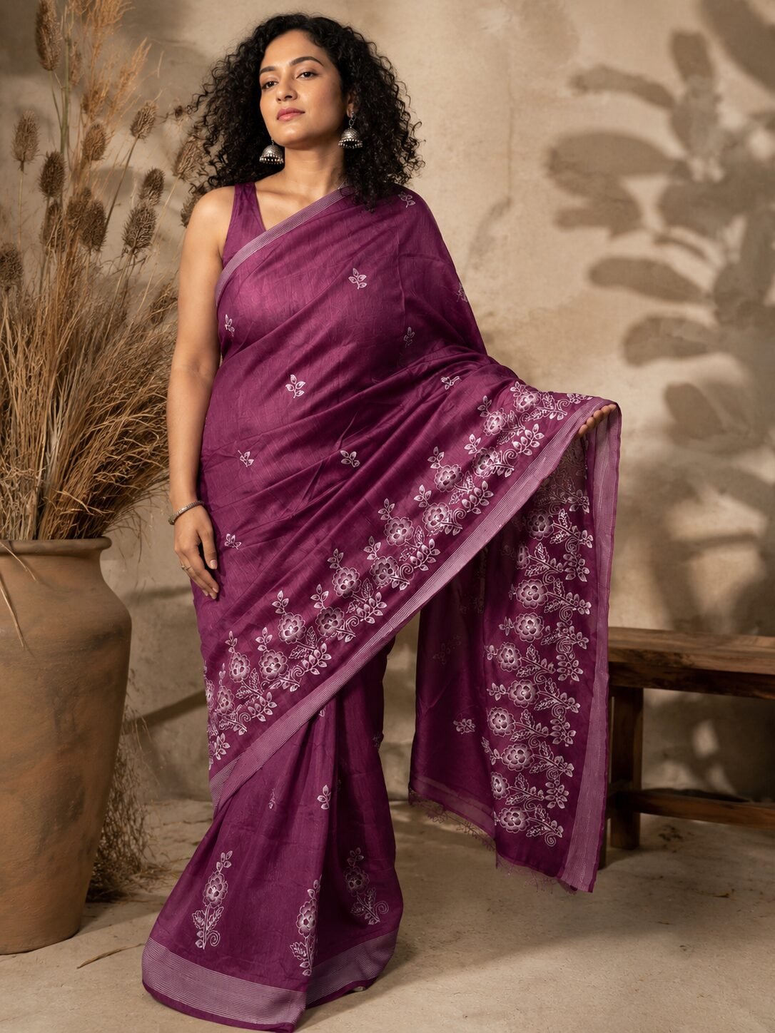 Embroidered Purple Saree
Colour: Purple
Blouse: Yes