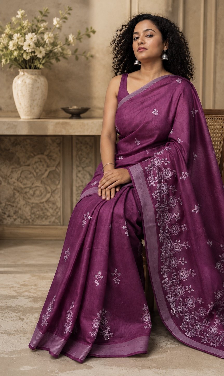 Embroidered Purple Saree
Colour: Purple
Blouse: Yes - Image 3