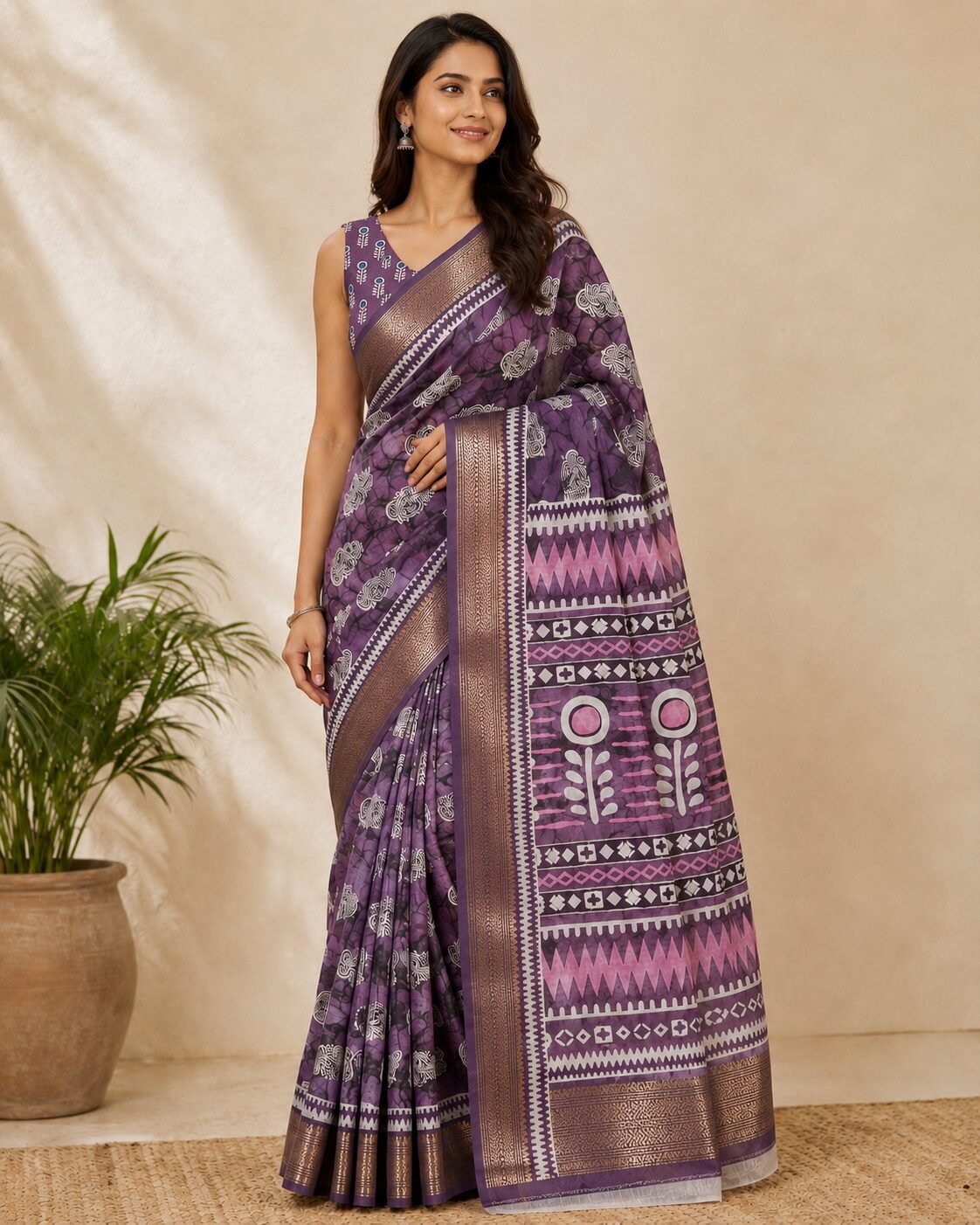 Purple Block Printed Saree
Colour: Purple
Blouse: Yes