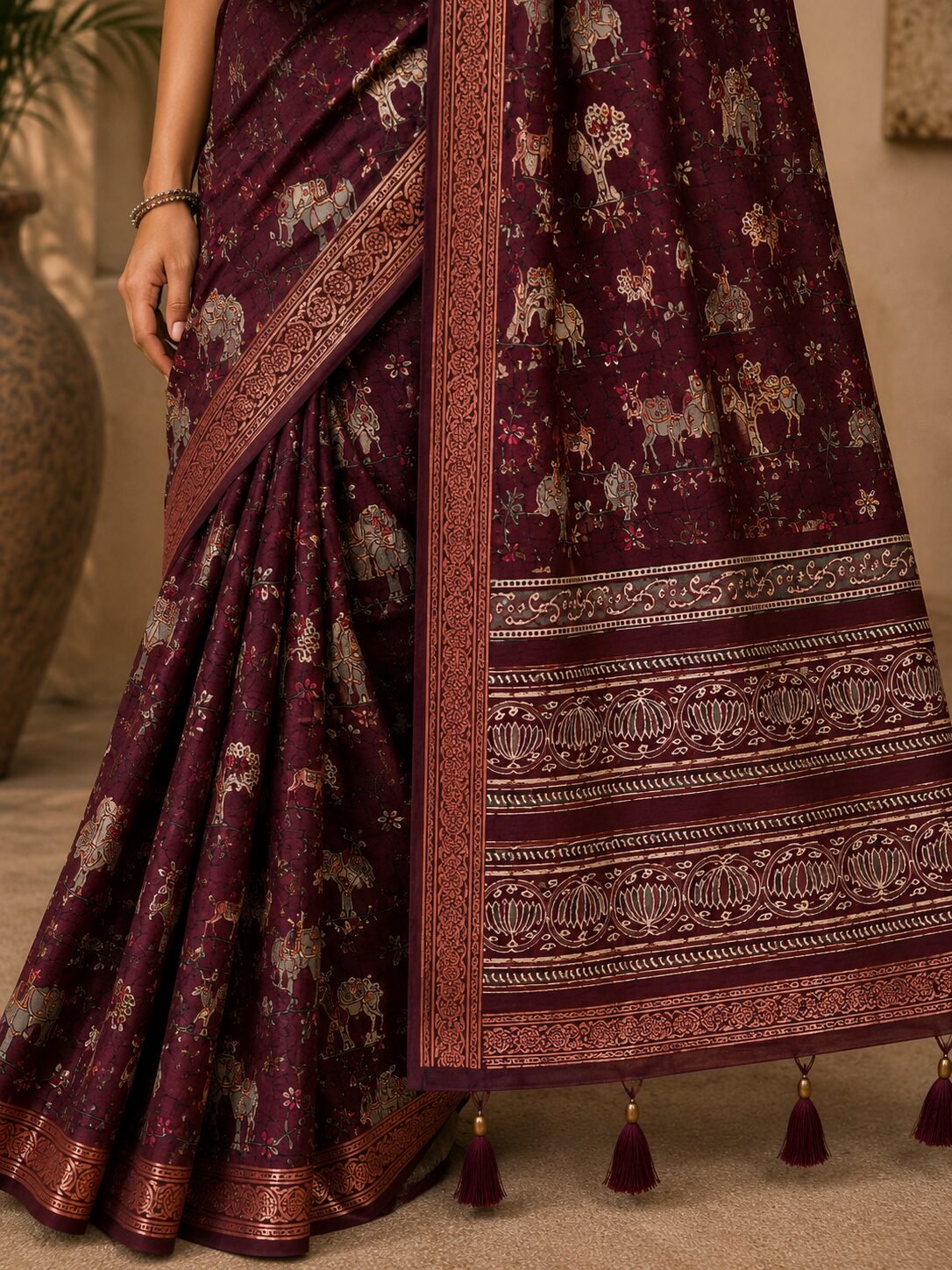 Saahi Printed Saree
Color: Magenta
Blouse: Yes - Image 2