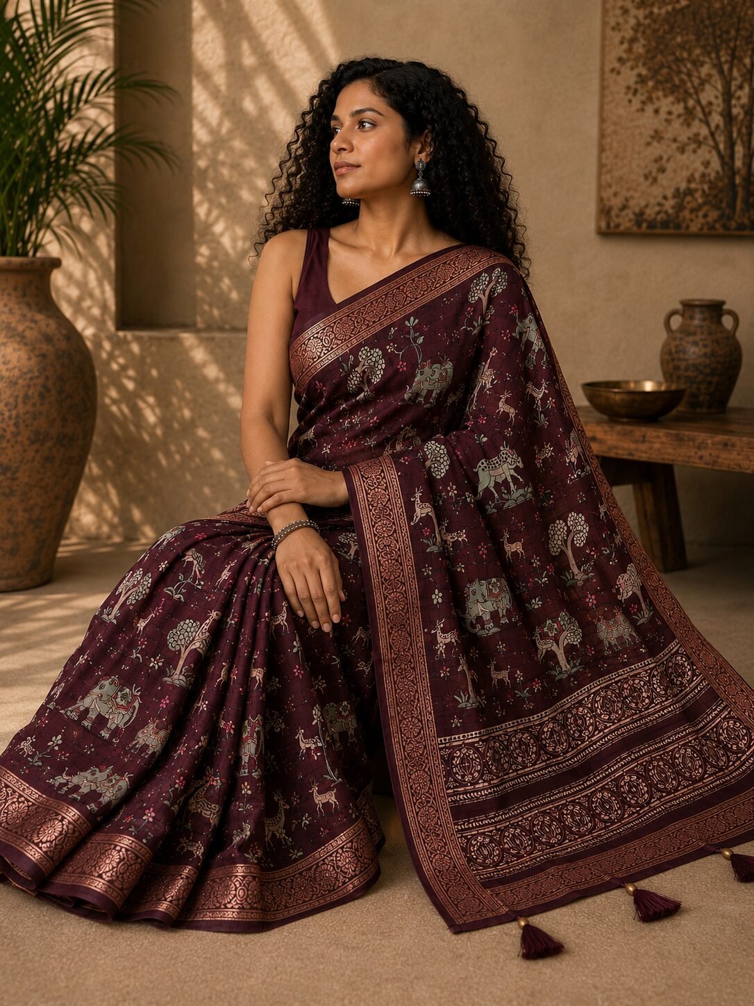 Saahi Printed Saree
Color: Magenta
Blouse: Yes - Image 3