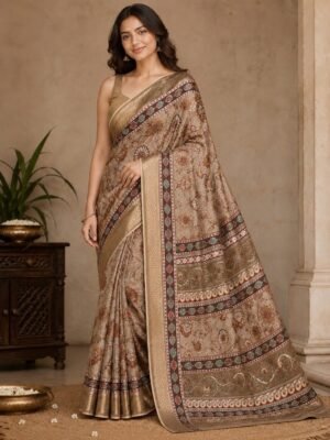 Saahi Floral Printed Saree
Color: Brown
Blouse: Yes
