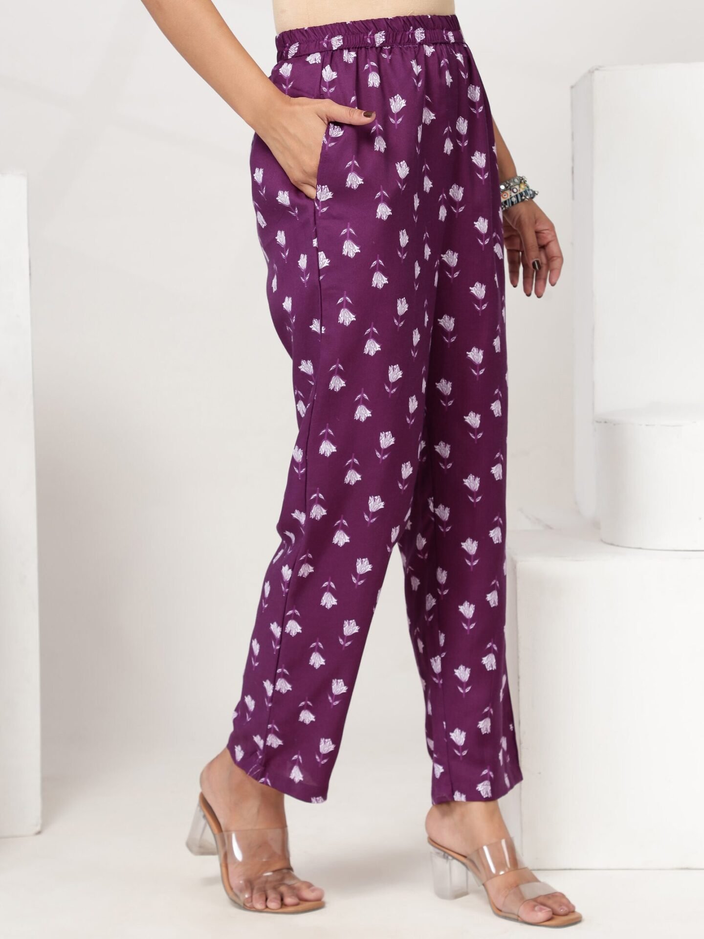 Women's Purple Wine-Toned Straight-Cut Co-ord Set - Image 6