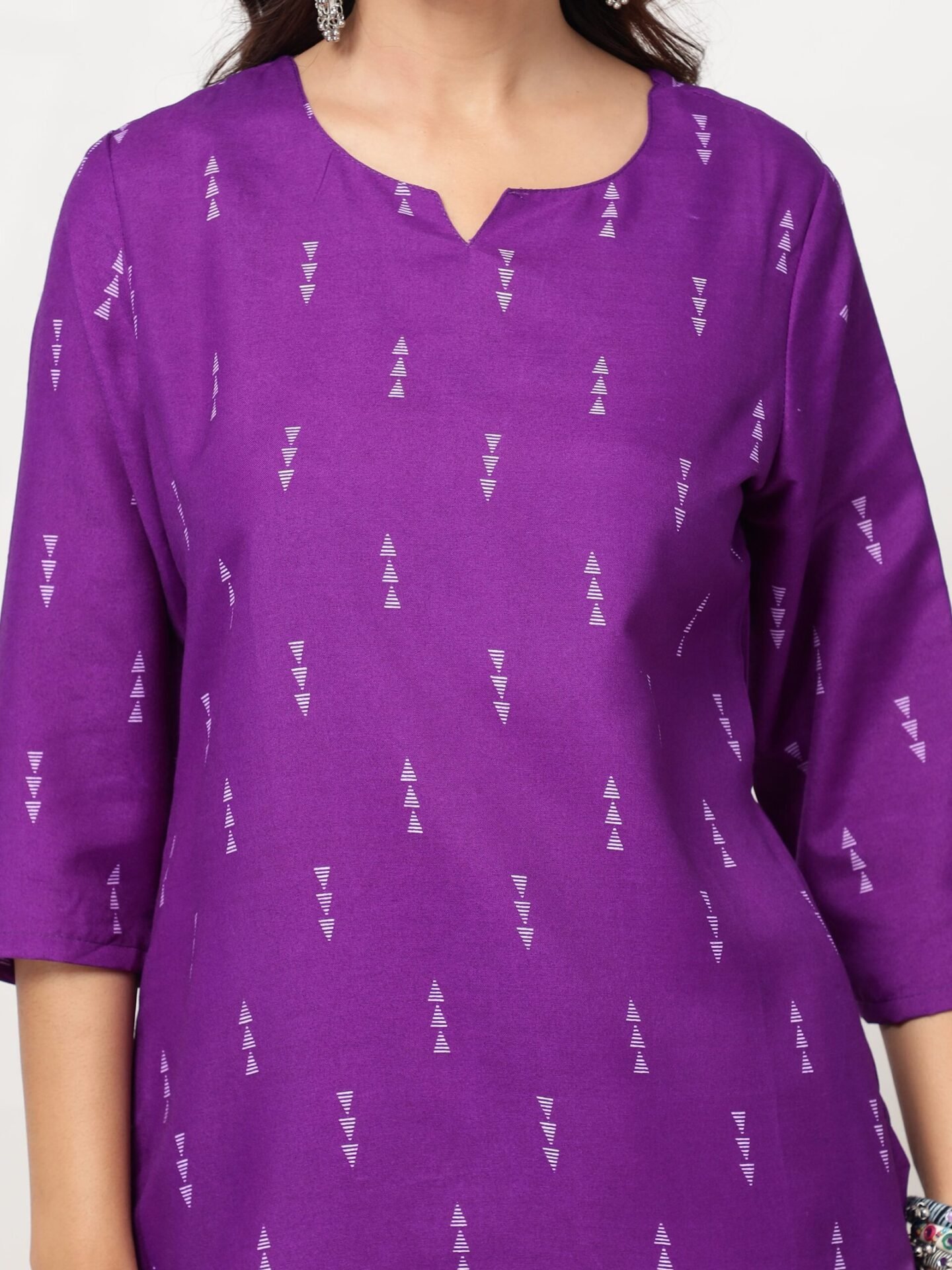 Women's Violet Geometric Motif Straight Co-ord Set - Image 8