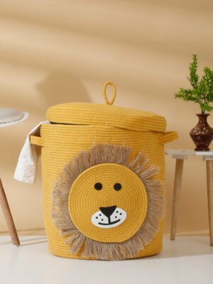 Kids Laundry Bag with Cover - Mustard Lion