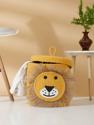 Kids Laundry Bag with Cover - Yellow Lion