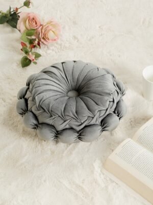 Hosta Homes Grey Sunflower Floral Soft Velvet Reversible Decorative Cushion