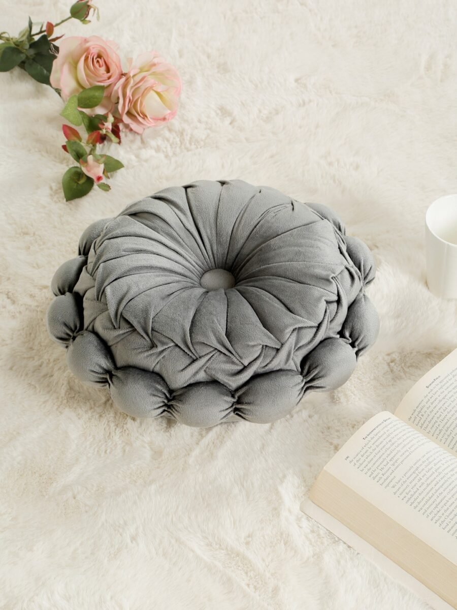 Hosta Homes Grey Sunflower Floral Soft Velvet Reversible Decorative Cushion