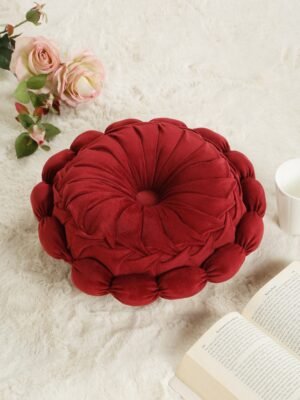 Hosta Homes Maroon Sunflower Floral Soft Velvet Reversible Decorative Cushion