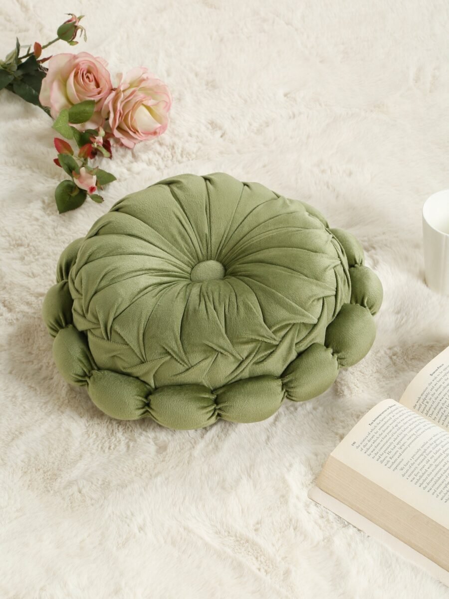 Hosta Homes Olive Sunflower Floral Soft Velvet Reversible Decorative Cushion