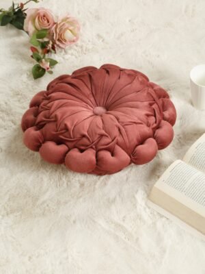 Hosta Homes Peach Sunflower Floral Soft Velvet Reversible Decorative Cushion