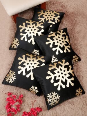 Hosta Homes 16 X 16 Inches Foil Printed Cushion Covers Set of 5 - HHCC804