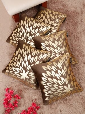 Hosta Homes 16 X 16 Inches Foil Printed Cushion Covers Set of 5 - HHCC805