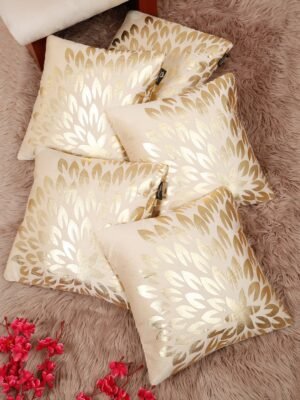Hosta Homes 16 X 16 Inches Foil Printed Cushion Covers Set of 5 - HHCC806