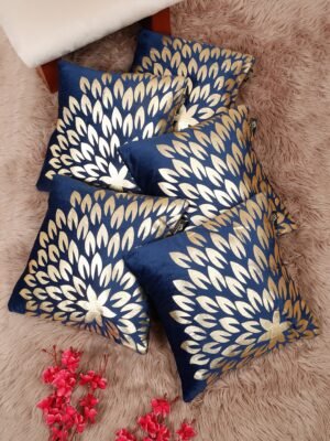 Hosta Homes 16 X 16 Inches Foil Printed Cushion Covers Set of 5 - HHCC807