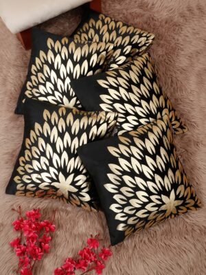 Hosta Homes 16 X 16 Inches Foil Printed Cushion Covers Set of 5 - HHCC808
