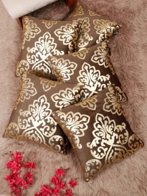Hosta Homes 16 X 16 Inches Foil Printed Cushion Covers Set of 5 - HHCC811