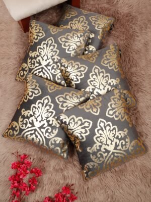 Hosta Homes 16 X 16 Inches Foil Printed Cushion Covers Set of 5 - HHCC812