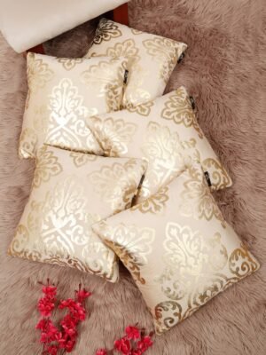 Hosta Homes 16 X 16 Inches Foil Printed Cushion Covers Set of 5 - HHCC815