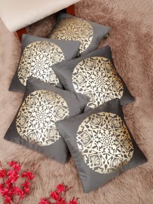 Hosta Homes 16 X 16 Inches Foil Printed Cushion Covers Set of 5 - HHCC817