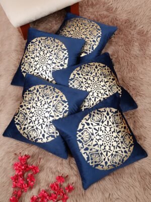 Hosta Homes 16 X 16 Inches Foil Printed Cushion Covers Set of 5 - HHCC822