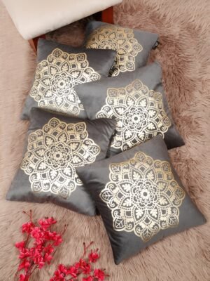 Hosta Homes 16 X 16 Inches Foil Printed Cushion Covers Set of 5 - HHCC824