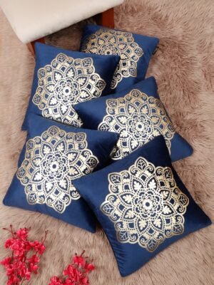 Hosta Homes 16 X 16 Inches Foil Printed Cushion Covers Set of 5 - HHCC826