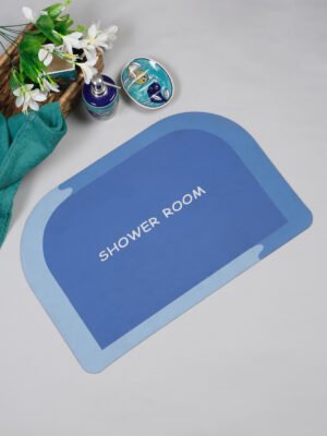 Blue Shower Room Digital Printed Bath Mat