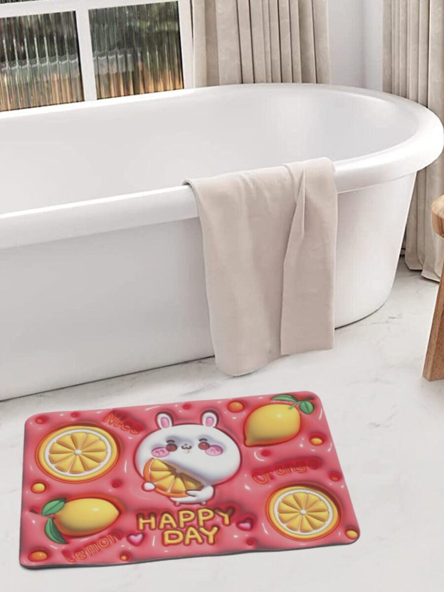 Lemon Happy Day Cartoon Digital Printed Bath Mat