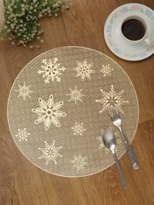 Hosta Homes Gold Snowflake Leatherite Table Placemats - Set of 6