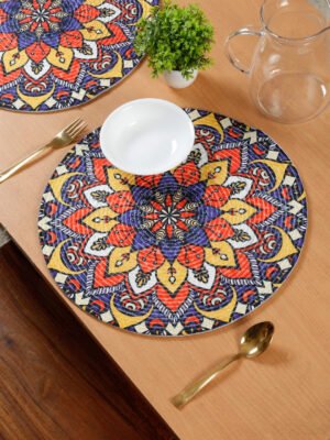 Hosta Homes Ethnic Mandala Pure Cotton Digital Printed Table Placemats - Set of 6