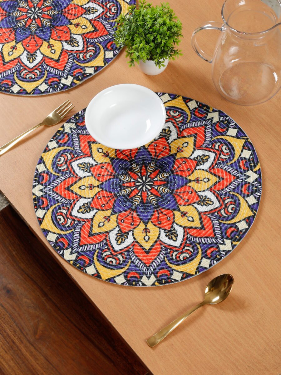 Hosta Homes Ethnic Mandala Pure Cotton Digital Printed Table Placemats - Set of 6