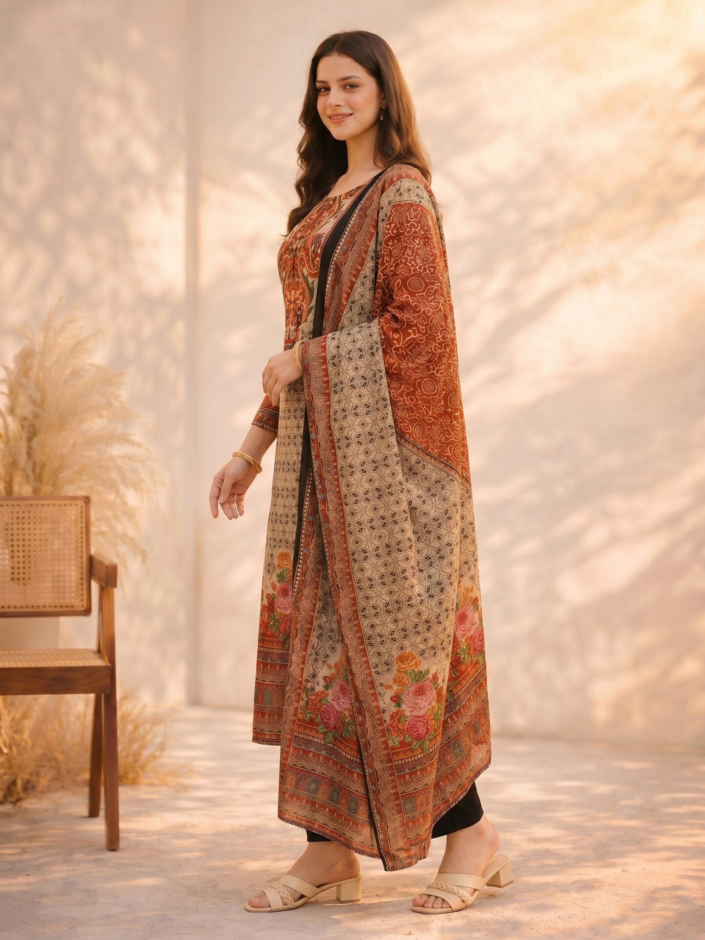 Beige Paisley Embellished Kurta Set - Image 3
