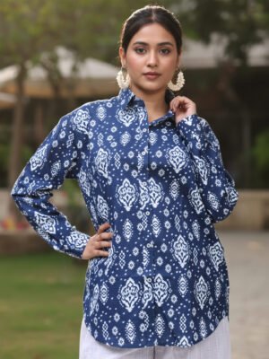 Indigo Blue Printed Casual Shirt