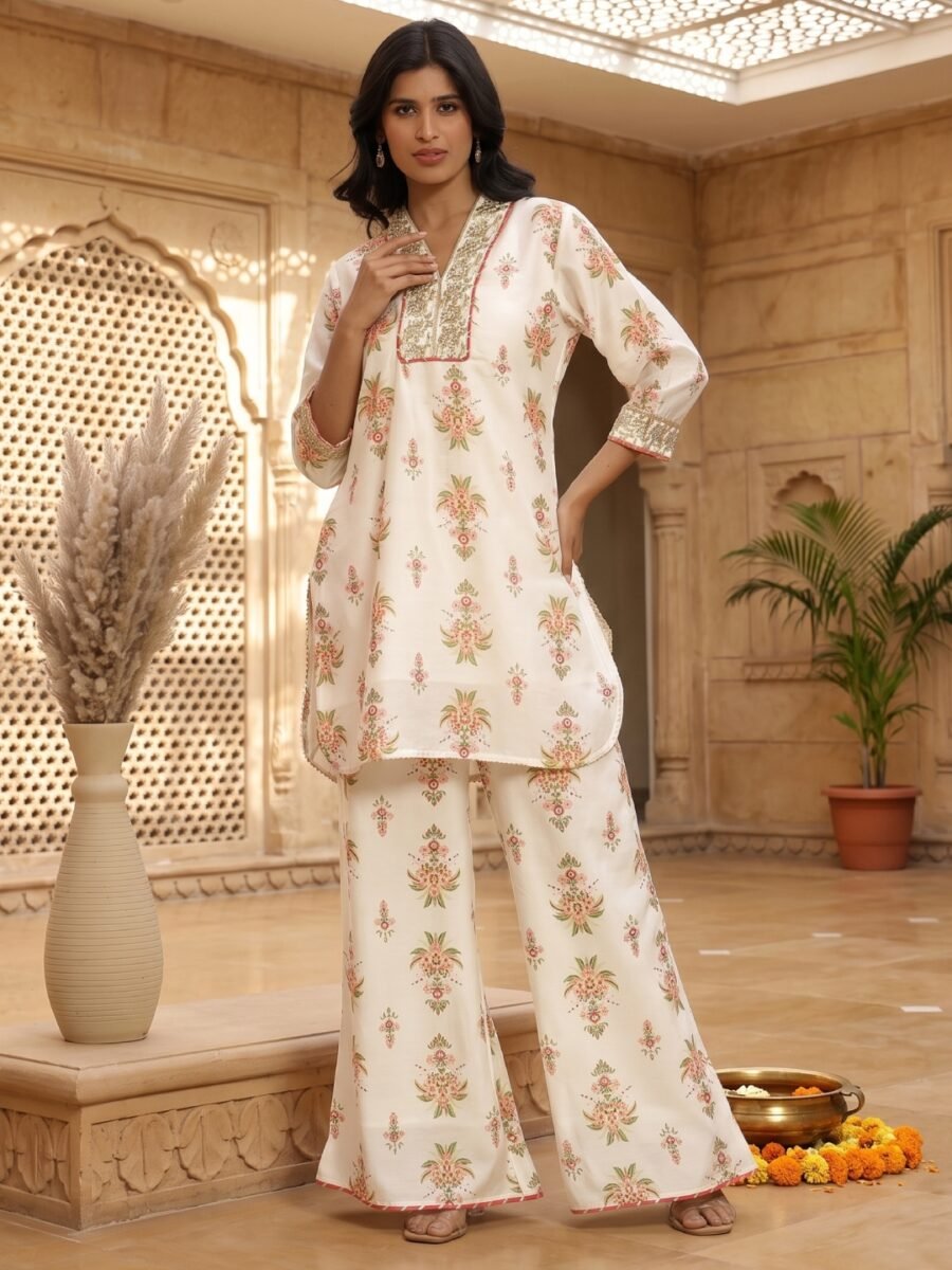 Chanderi Silk Floral Printed Co-Ord Set