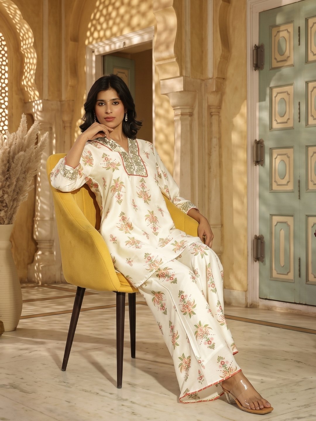 Chanderi Silk Floral Printed Co-Ord Set - Image 2